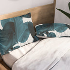 Indigo Blue Plant Leaves Pillow Sham Gallery Image 2