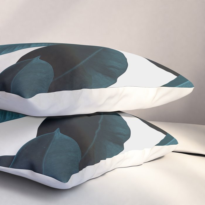 Indigo Blue Plant Leaves Pillow Sham Gallery Image 3