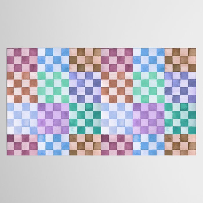 Handmade checker Cool tones Cozy heirloom Tablecloth Gallery Image 2