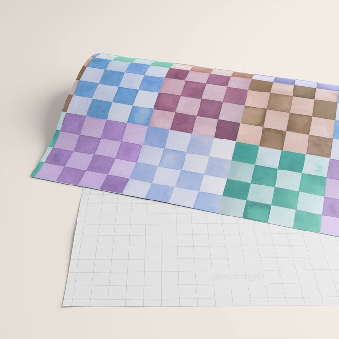 Handmade checker Cool tones Cozy heirloom Wrapping Paper Gallery Image 2