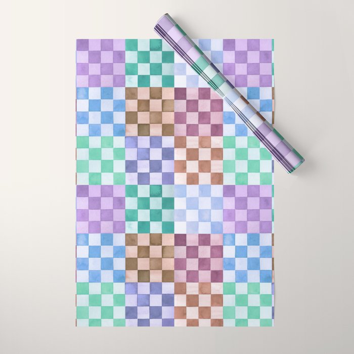 Handmade checker Cool tones Cozy heirloom Wrapping Paper Gallery Image 1
