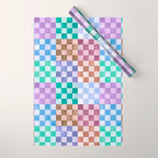 Handmade checker Cool tones Cozy heirloom Wrapping Paper Gallery Image 1
