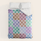 Handmade checker Cool tones Cozy heirloom Duvet Cover Gallery Image 6
