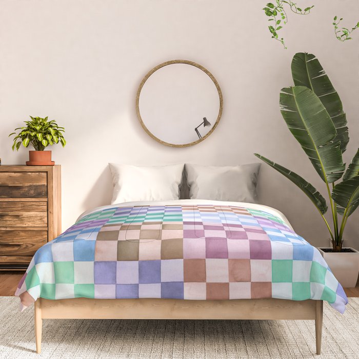 Handmade checker Cool tones Cozy heirloom Comforter Gallery Image 3