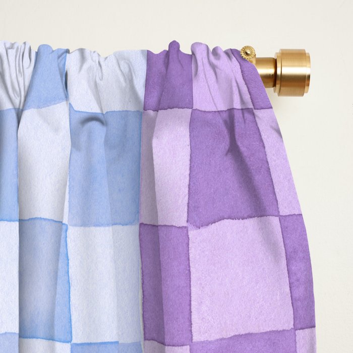 Handmade checker Cool tones Cozy heirloom Window Curtain Gallery Image 2