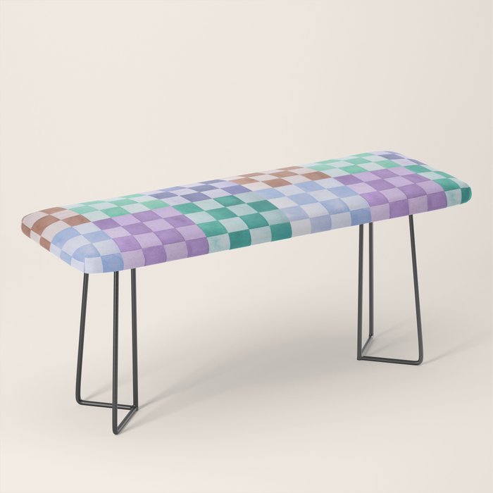 Handmade checker Cool tones Cozy heirloom Bench Gallery Image 1