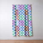 Handmade checker Cool tones Cozy heirloom Window Curtain Gallery Image 3