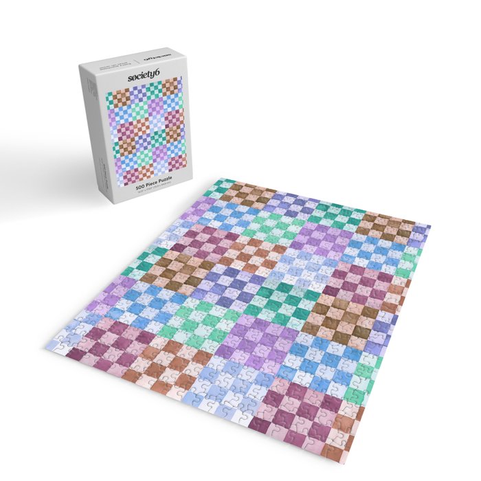 Handmade checker Cool tones Cozy heirloom Jigsaw Puzzle Gallery Image 2