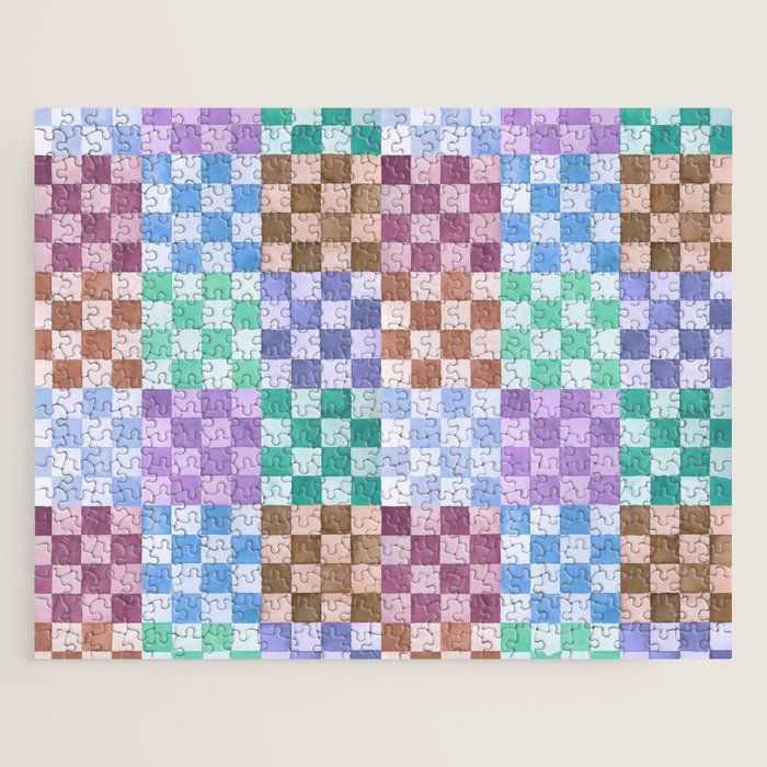Handmade checker Cool tones Cozy heirloom Jigsaw Puzzle Gallery Image 1