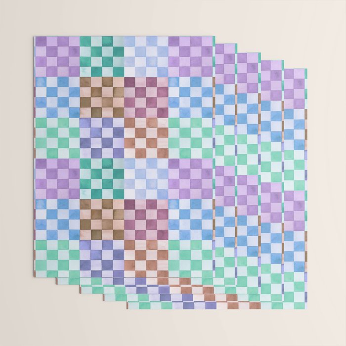 Handmade checker Cool tones Cozy heirloom Wrapping Paper Gallery Image 3