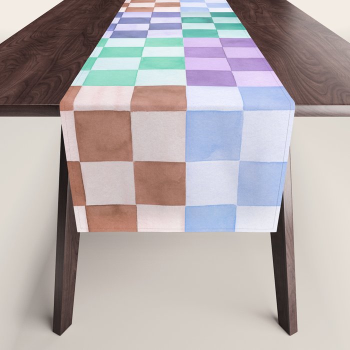 Handmade checker Cool tones Cozy heirloom Table Runner Gallery Image 1