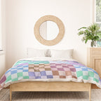 Handmade checker Cool tones Cozy heirloom Duvet Cover Gallery Image 3