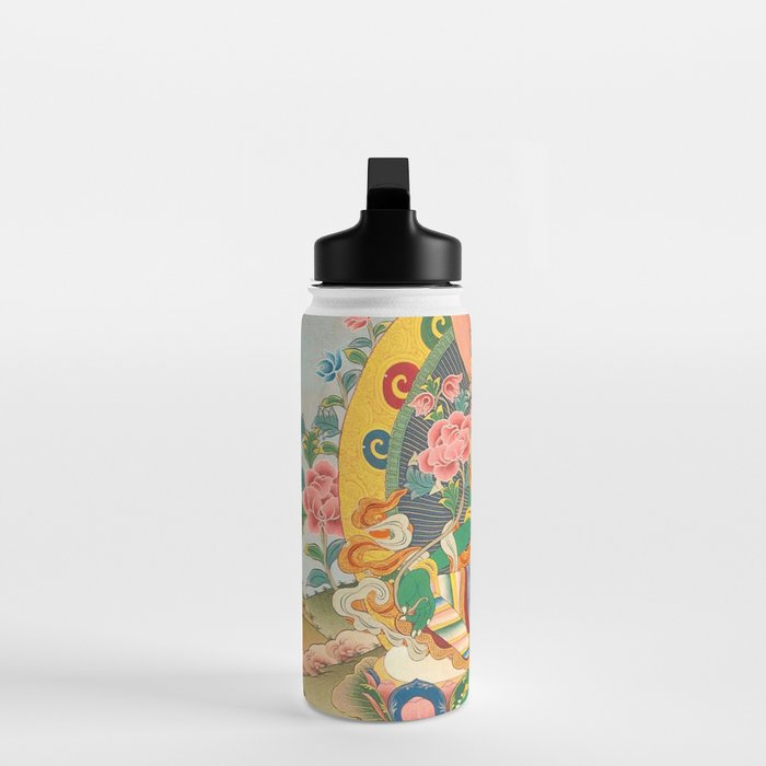 Green Tara On Lotus Throne - Buddhist Thangka Water Bottle Gallery Image 3