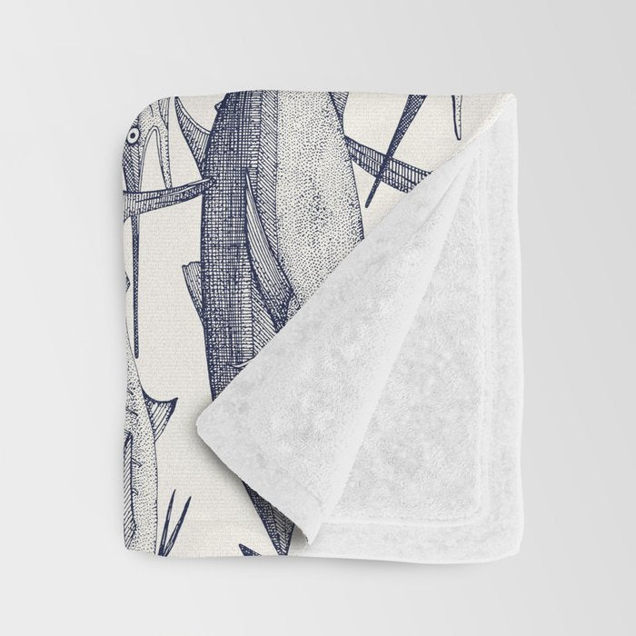 Atlantic fish blue Throw Blanket Gallery Image 3