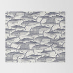 Atlantic fish blue Throw Blanket Gallery Image 2