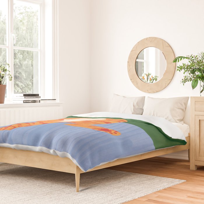 Chill Cat in Orange & Green Duvet Cover Gallery Image 2