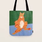 Chill Cat in Orange & Green Tote Bag Gallery Image 1