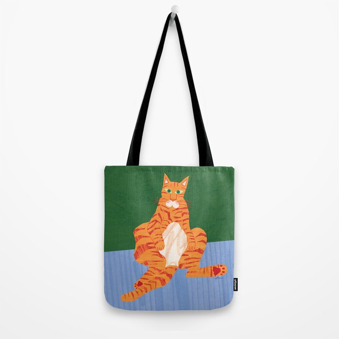 Chill Cat in Orange & Green Tote Bag Gallery Image 2