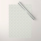 Lattice Block Print Floral - Blue Green Wrapping Paper Gallery Image 1