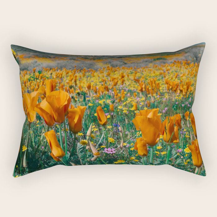 Wildflower Poppy Superbloom Rectangular Pillow Gallery Image 2