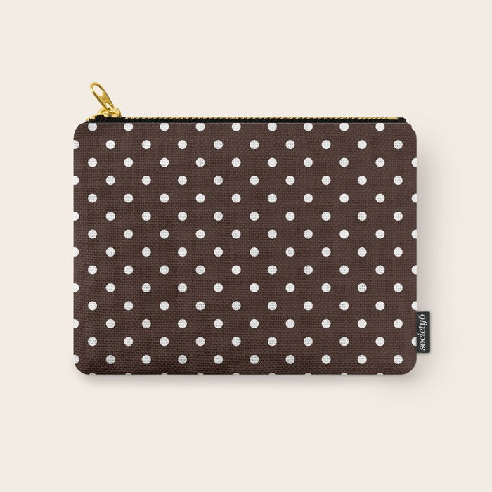 Polka Dot Brown and White Pattern Carry All Pouch Gallery Image 1