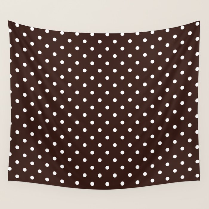Polka Dot Brown and White Pattern Wall Tapestry Gallery Image 4