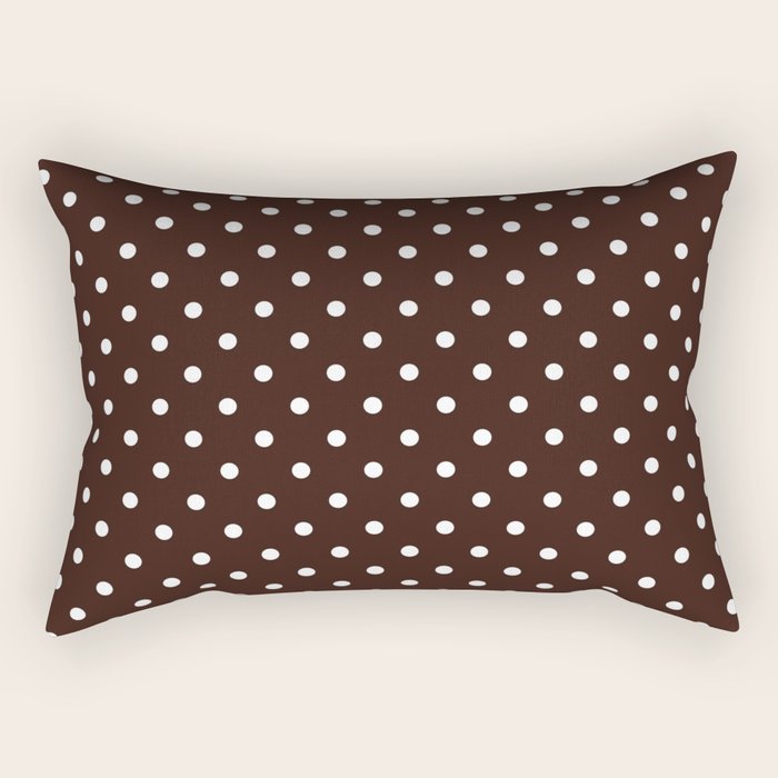 Polka Dot Brown and White Pattern Rectangular Pillow Gallery Image 2