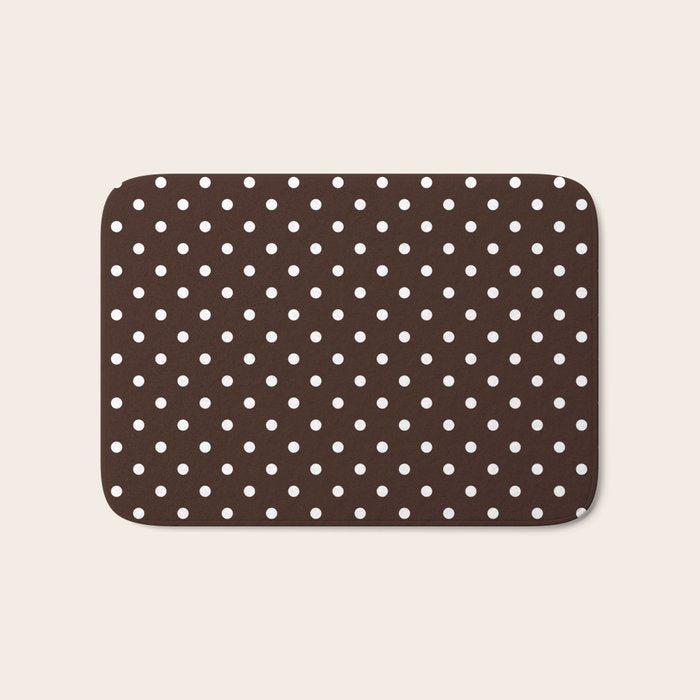 Polka Dot Brown and White Pattern Bath Mat Gallery Image 1