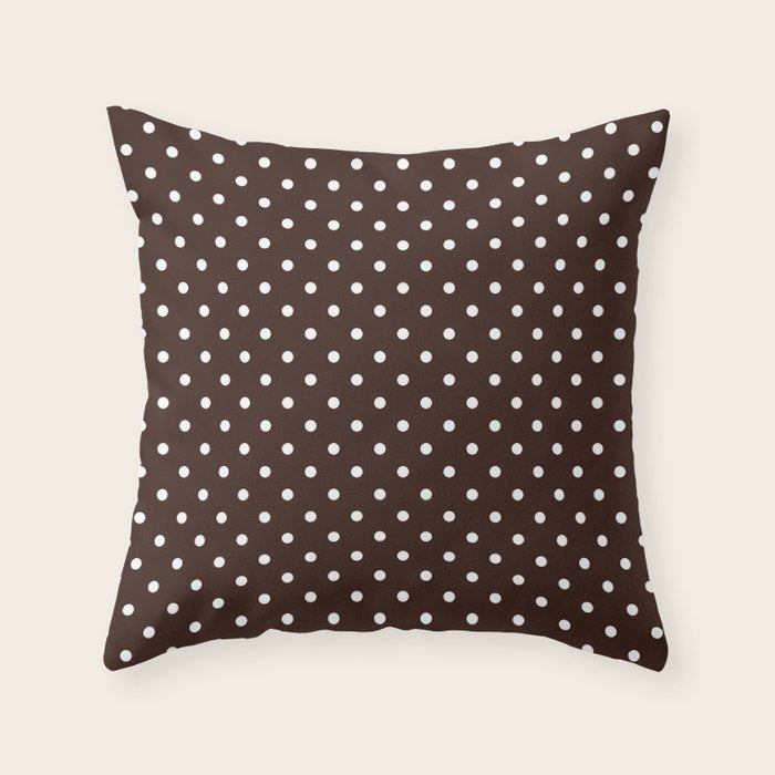 Polka Dot Brown and White Pattern Throw Pillow Gallery Image 6