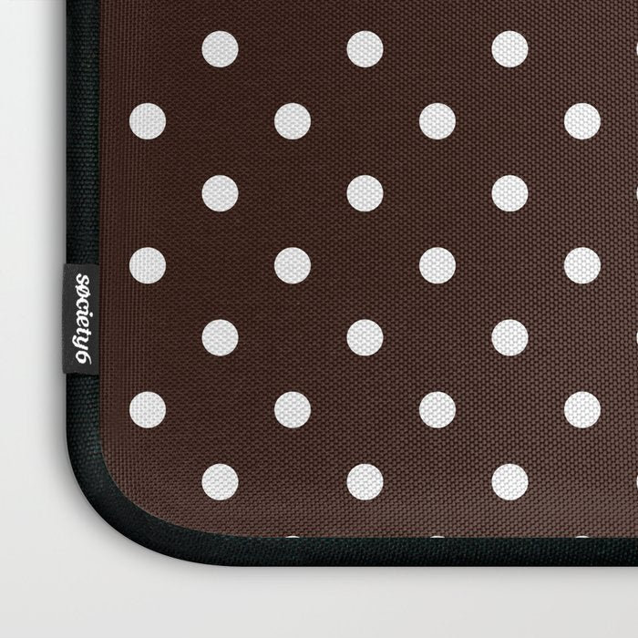 Polka Dot Brown and White Pattern Laptop Sleeve Gallery Image 3