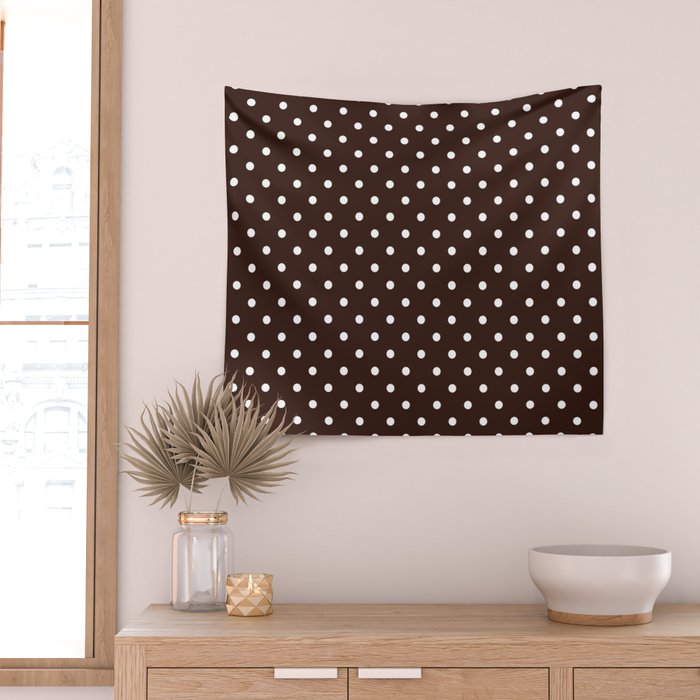 Polka Dot Brown and White Pattern Wall Tapestry Gallery Image 2