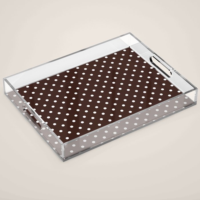 Polka Dot Brown and White Pattern Acrylic Tray Gallery Image 1