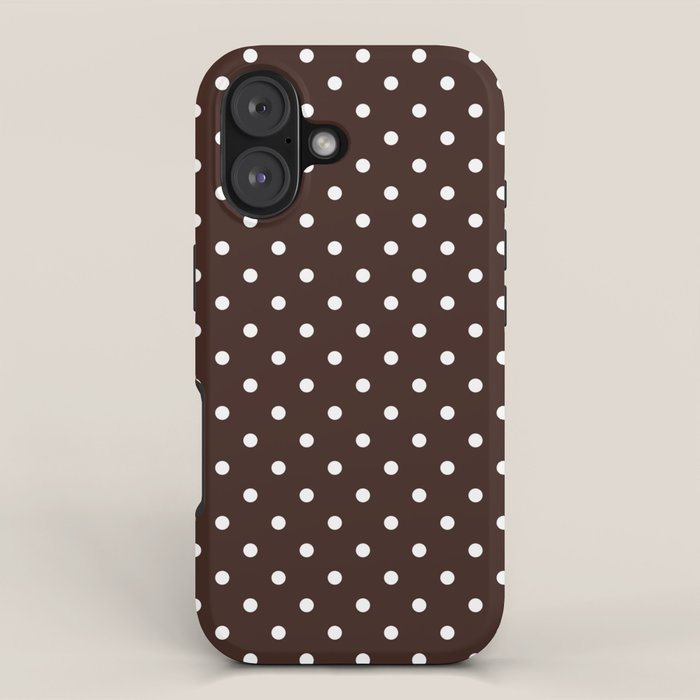 Polka Dot Brown and White Pattern iPhone Case Gallery Image 1