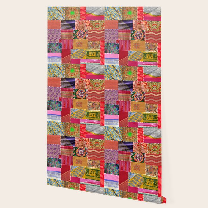 Boho Sari Patchwork Quilt Wallpaper Gallery Image 2