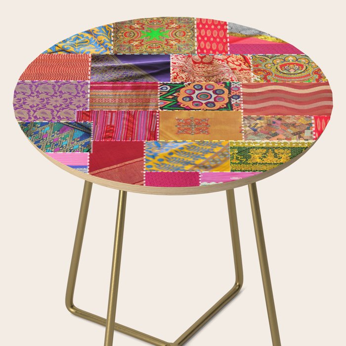 Boho Sari Patchwork Quilt Side Table Gallery Image 2