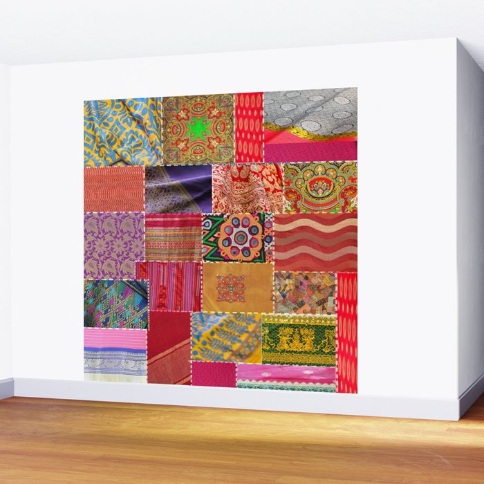 Boho Sari Patchwork Quilt Wall Mural Gallery Image 2