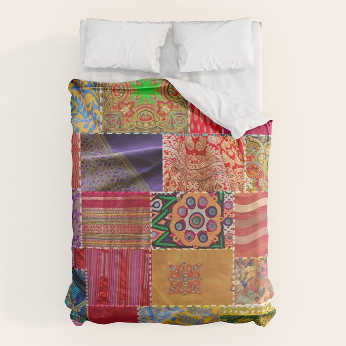 Boho Sari Patchwork Quilt Duvet Cover Gallery Image 6