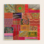 Boho Sari Patchwork Quilt Wood Wall Art Gallery Image 1