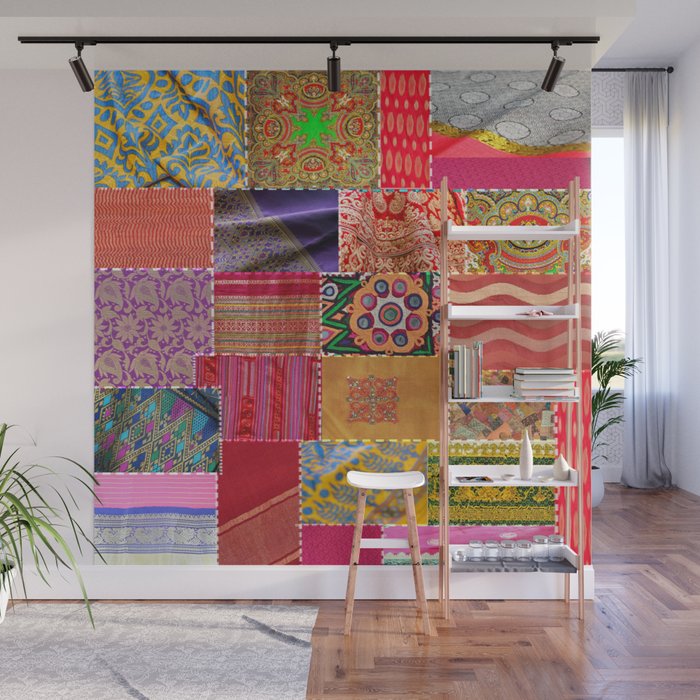 Boho Sari Patchwork Quilt Wall Mural Gallery Image 1