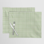 Mid Century Modern Minimalist Woven Line Pattern in Light Sage Green and Cream Placemat Gallery Image 1