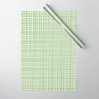 Mid Century Modern Minimalist Woven Line Pattern in Light Sage Green and Cream Wrapping Paper Gallery Image 1