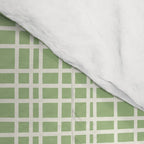 Mid Century Modern Minimalist Woven Line Pattern in Light Sage Green and Cream Comforter Gallery Image 4