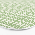 Mid Century Modern Minimalist Woven Line Pattern in Light Sage Green and Cream Bath Mat Gallery Image 3