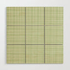 Mid Century Modern Minimalist Woven Line Pattern in Light Sage Green and Cream Wood Wall Art Gallery Image 1