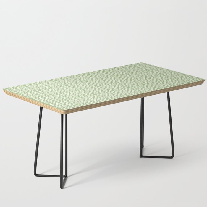 Mid Century Modern Minimalist Woven Line Pattern in Light Sage Green and Cream Coffee Table Gallery Image 1