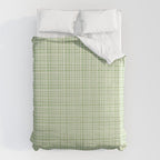 Mid Century Modern Minimalist Woven Line Pattern in Light Sage Green and Cream Duvet Cover Gallery Image 6