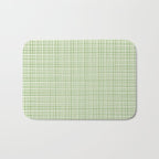 Mid Century Modern Minimalist Woven Line Pattern in Light Sage Green and Cream Bath Mat Gallery Image 1