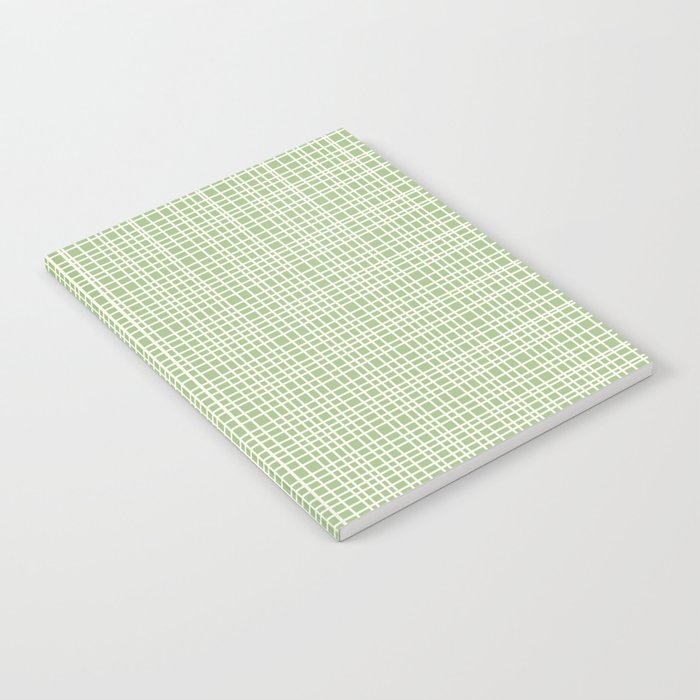 Mid Century Modern Minimalist Woven Line Pattern in Light Sage Green and Cream Notebook Gallery Image 2