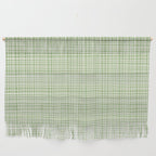 Mid Century Modern Minimalist Woven Line Pattern in Light Sage Green and Cream Wall Hanging Gallery Image 1