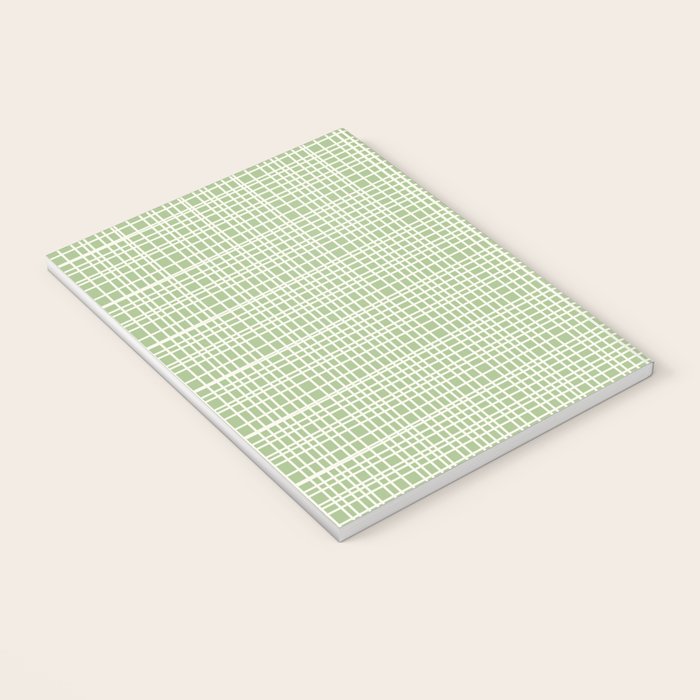 Mid Century Modern Minimalist Woven Line Pattern in Light Sage Green and Cream Notebook Gallery Image 3